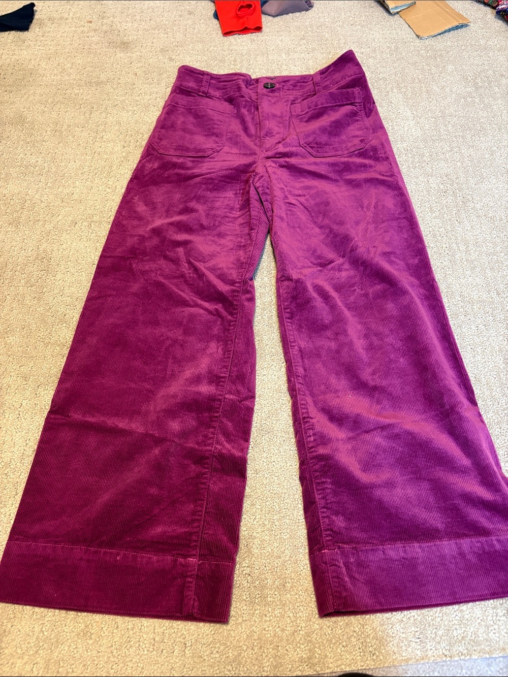 MAEVE - The Collette - Wide-Leg Corduroy Pants in Deep Magenta - Picture 1 of 3